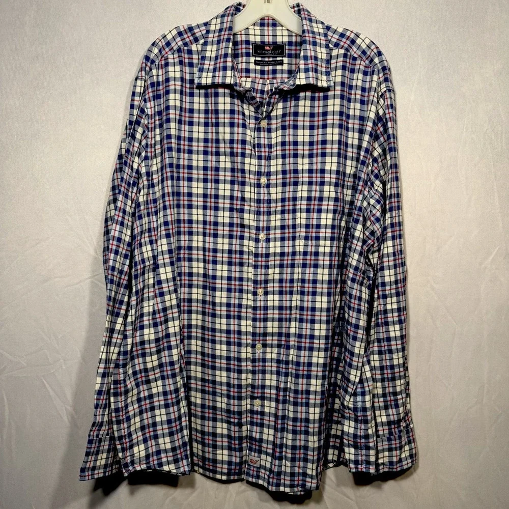 vineyard vines classic fit murray shirt Blue White Striped Men's XL